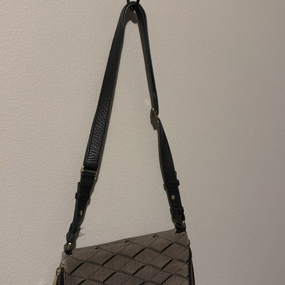 Fossil Purse Preston Canvas Expandable Zipper Geo Pattern Crossbody GUC - Picture 4 of 9